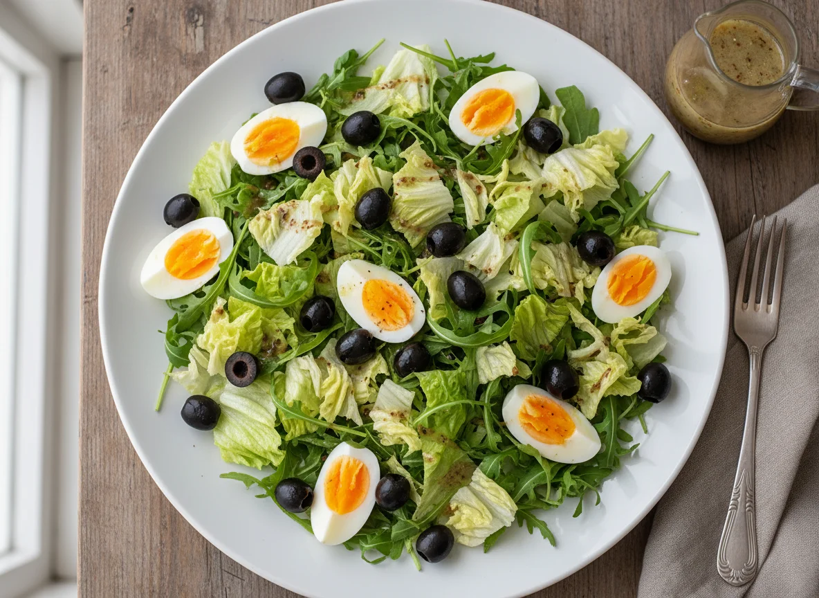 Salat mit Ei und Oliven photo