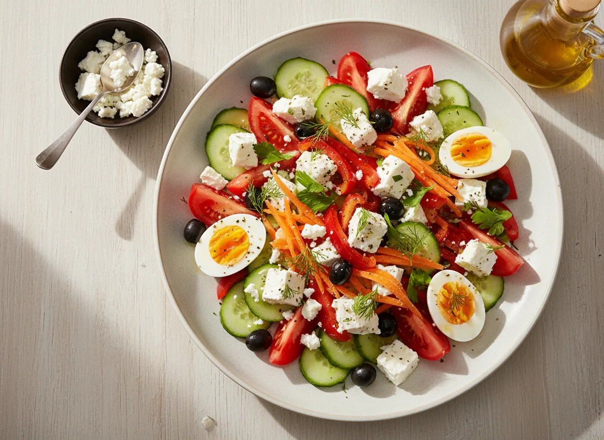 Salat mit Eiern und Feta photo