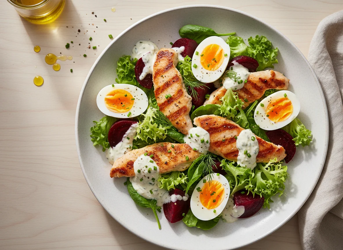 Salat mit Eiern und Roter Bete photo