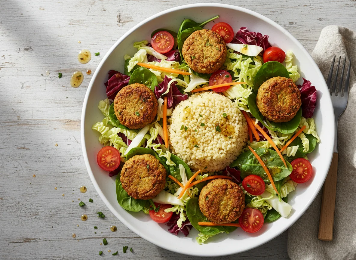 Salat mit Falafel und Couscous photo