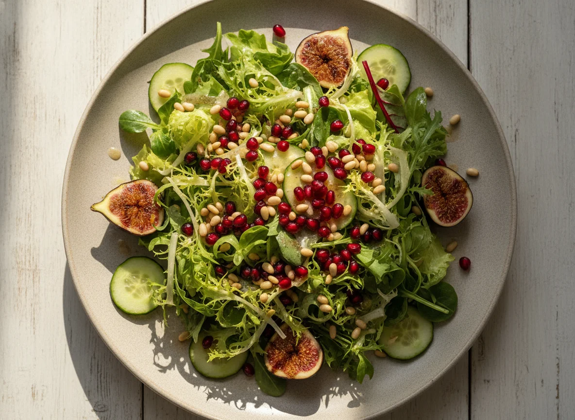 Salat mit Feige und Gurke photo