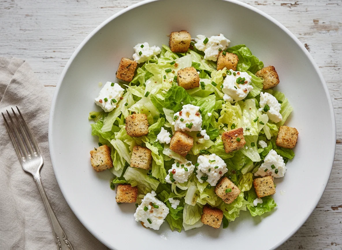Salat mit Feta und Croutons photo