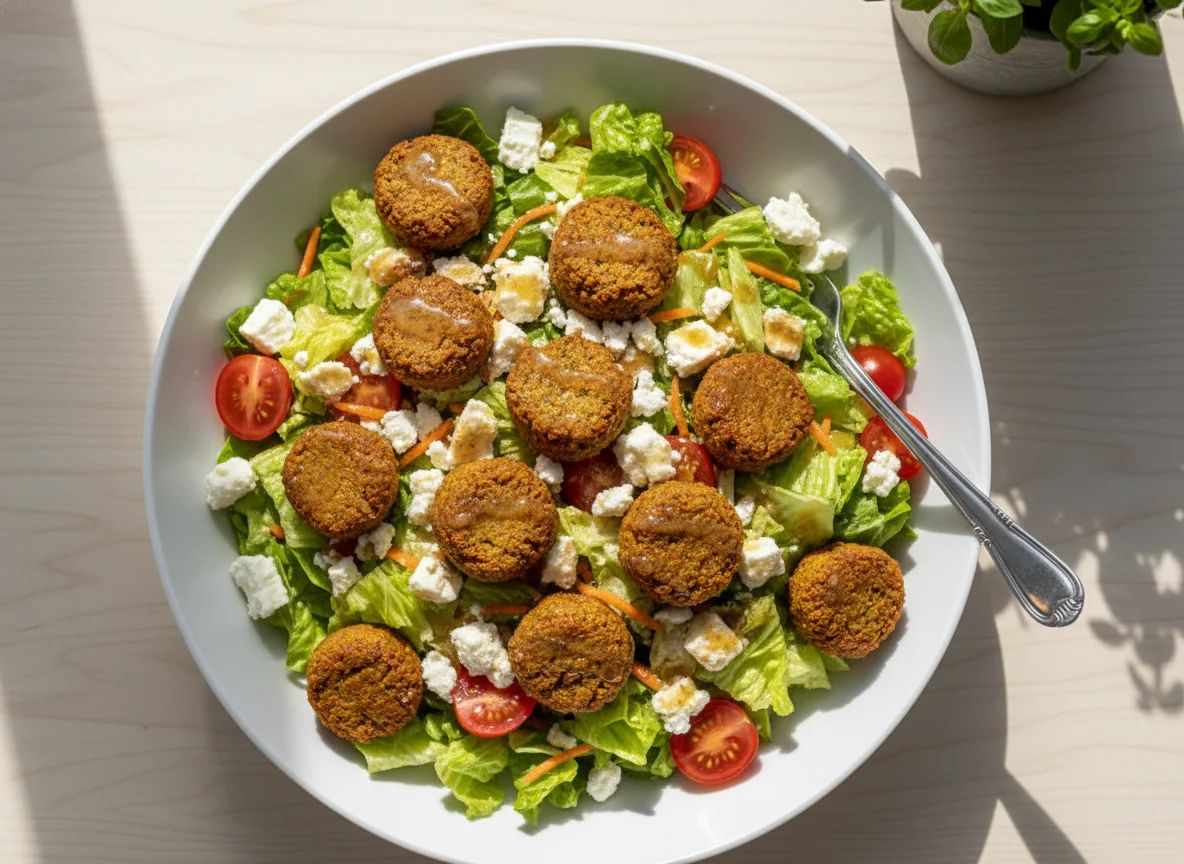 Salat mit Feta und Falafel photo