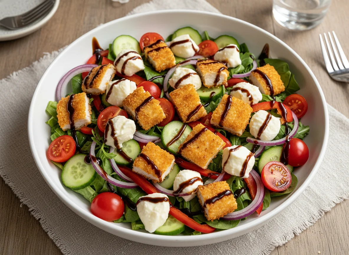 Salat mit Hähnchen, Mozzarella und Balsamico photo