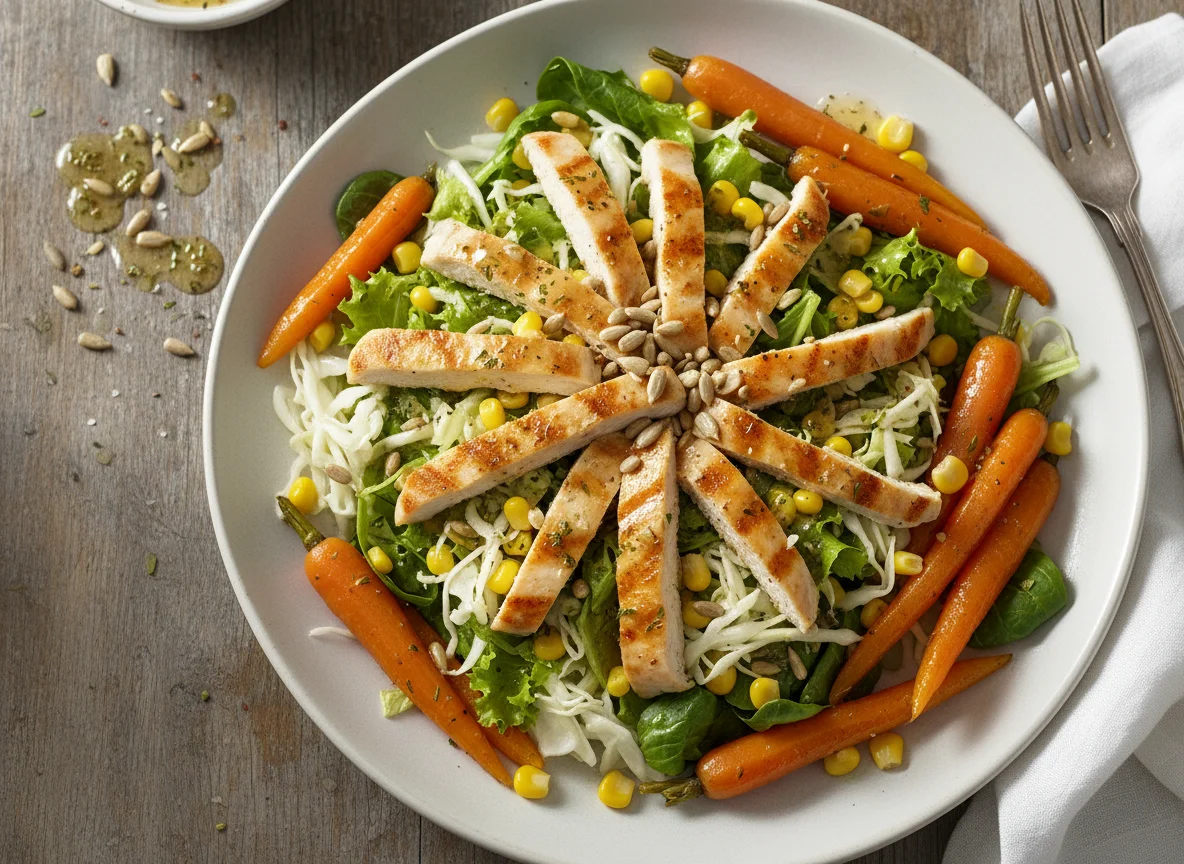 Salat mit Hähnchen und Karottengemüse photo