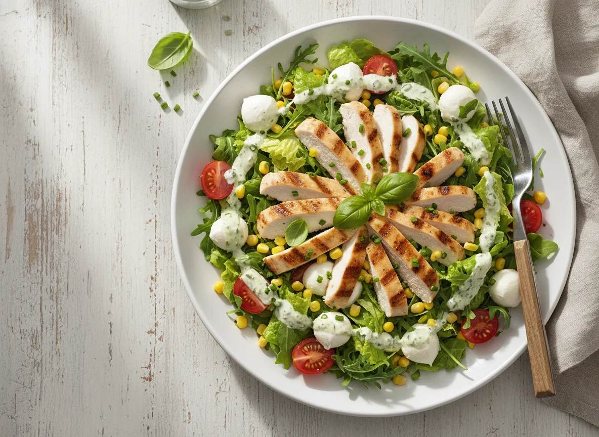 Salat mit Hähnchen und Mozzarella photo