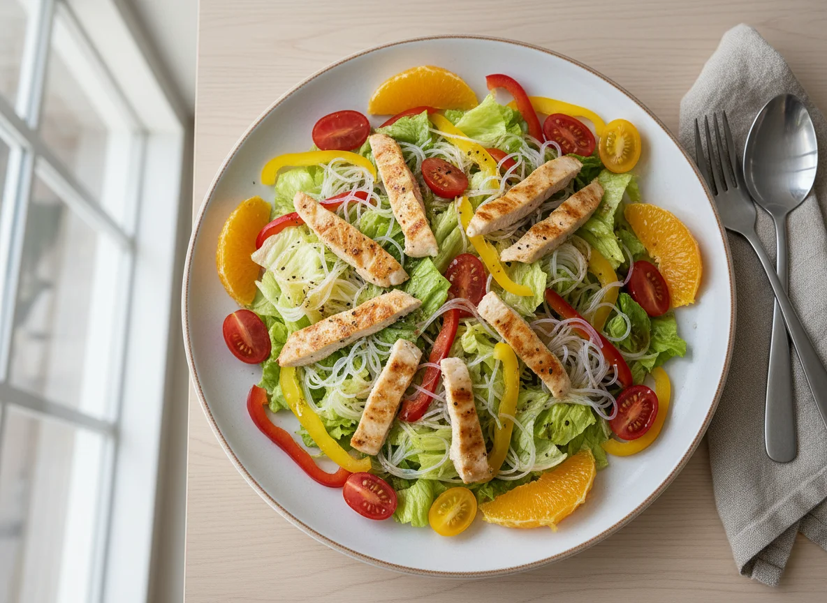 Salat mit Hähnchen und Orangen photo