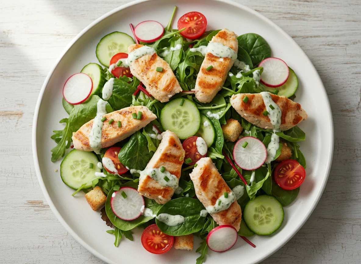 Salat mit Hähnchenbrust photo