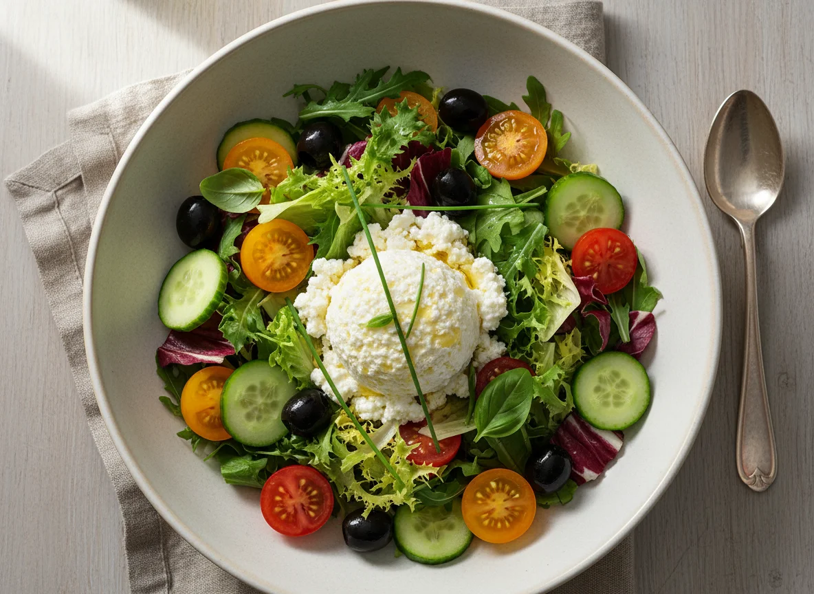 Salat mit Hüttenkäse photo