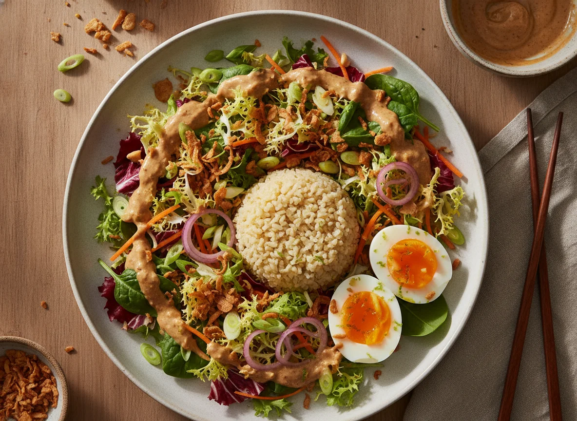 Salat mit indonesischem Dressing photo