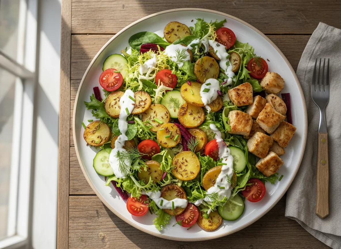Salat mit Kartoffeln und Hähnchen photo