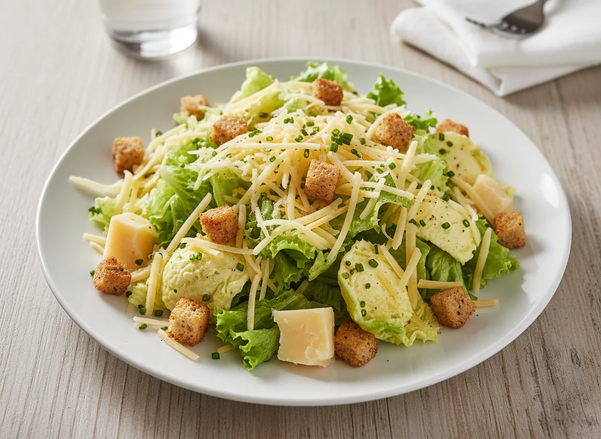Salat mit Käse und Croutons photo