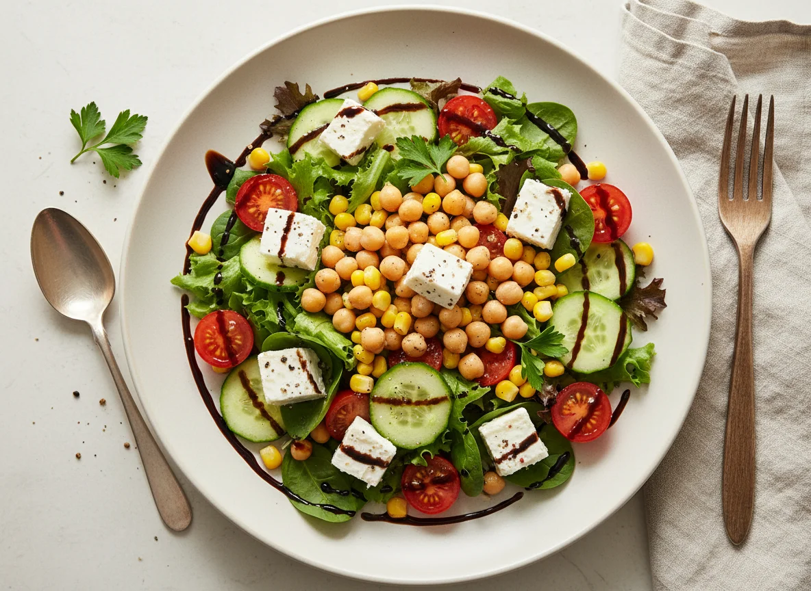 Salat mit Kichererbsen und Feta photo