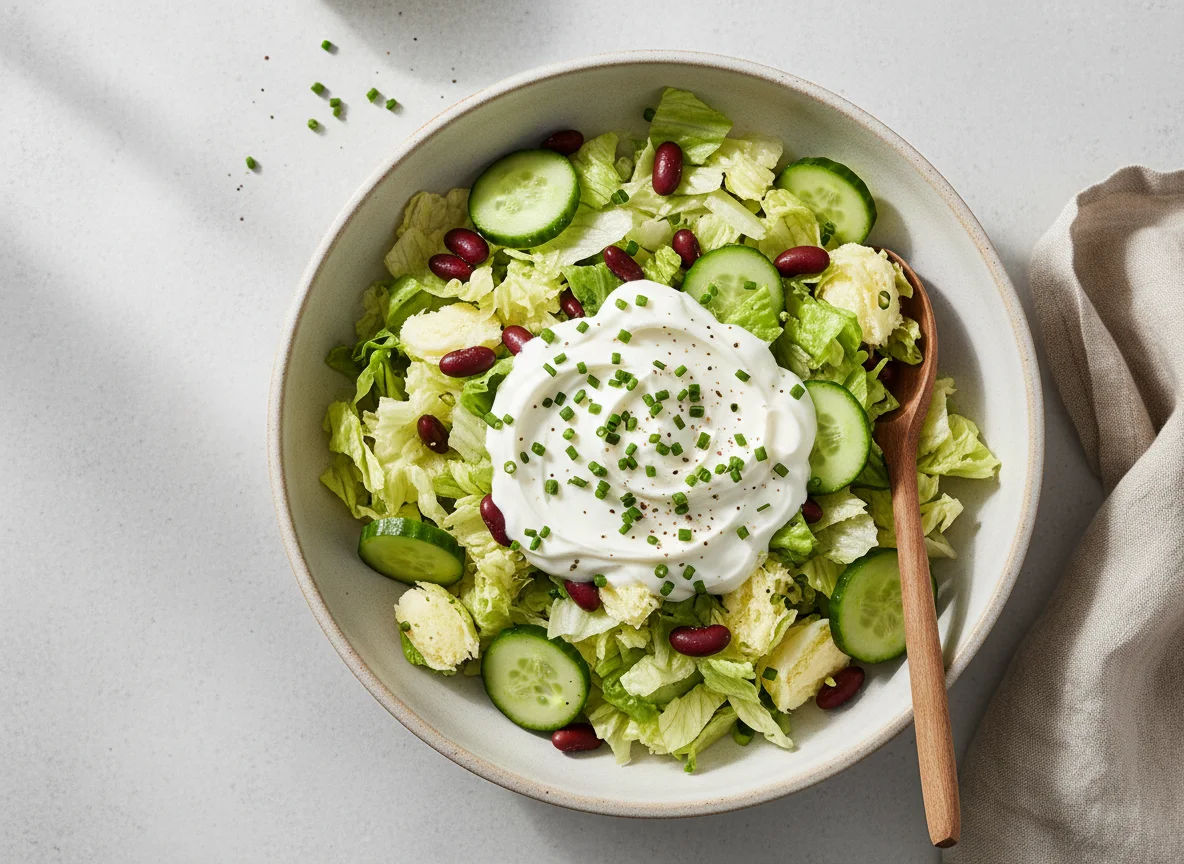 Salat mit Kidneybohnen und Joghurt-Dressing photo