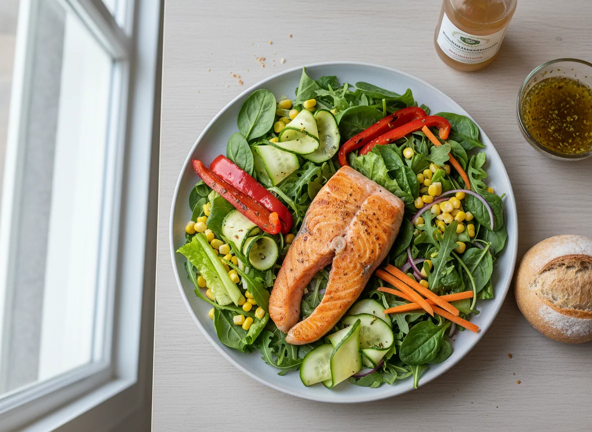 Salat mit Lachs und Gemüse photo