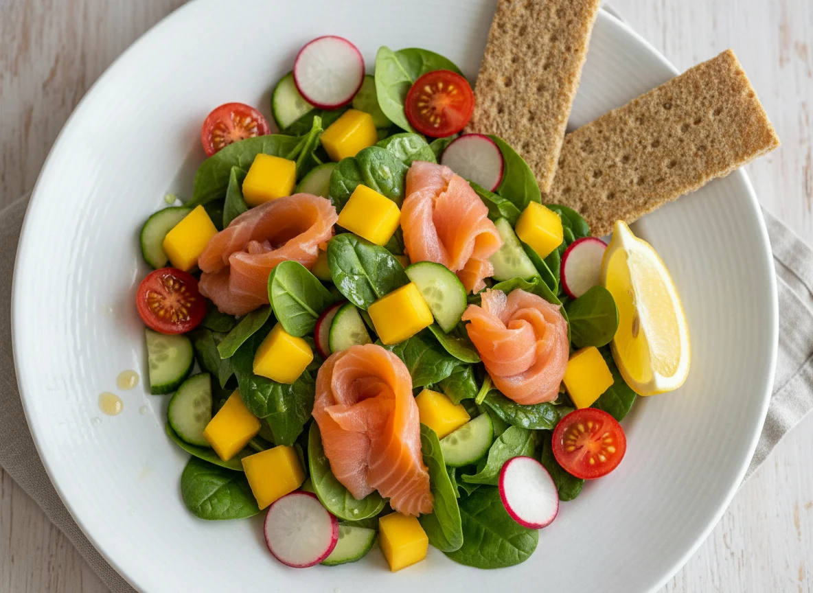 Salat mit Lachs und Mango photo