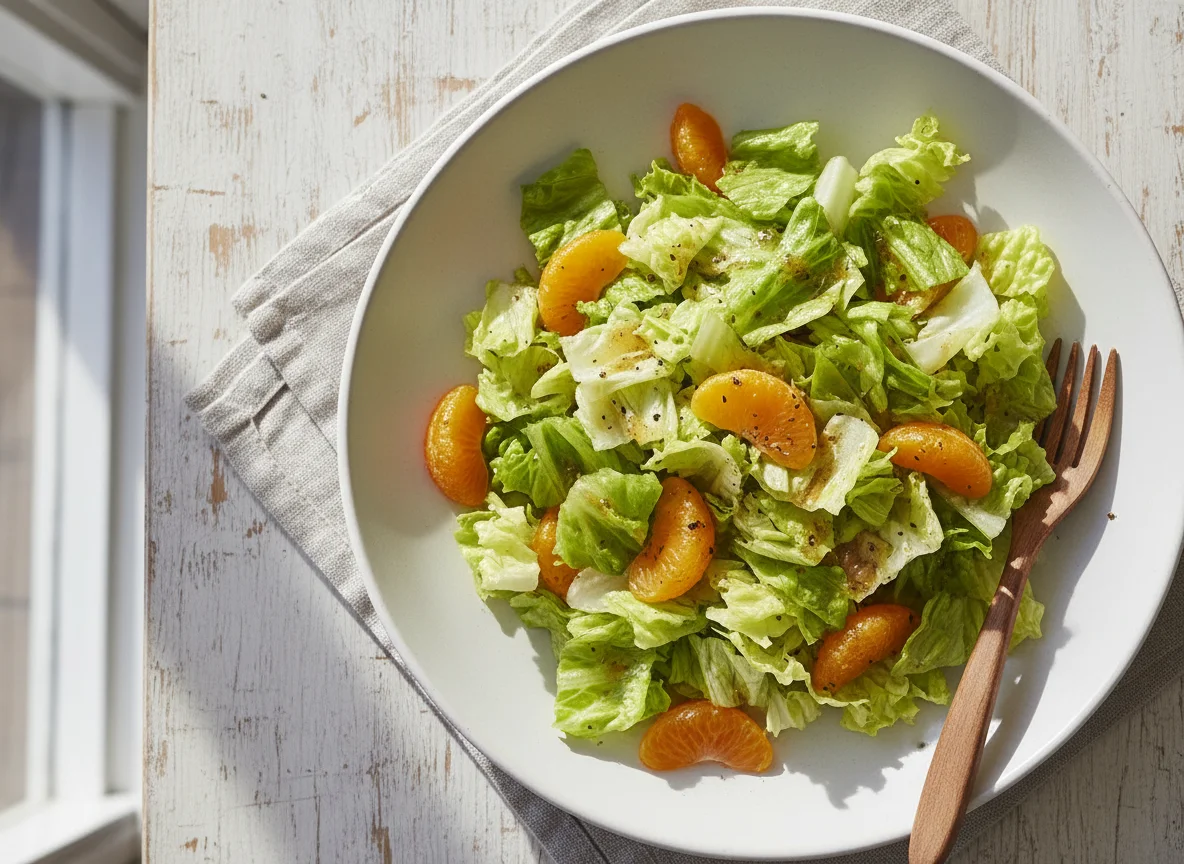 Salat mit Mandarinen und Dressing photo