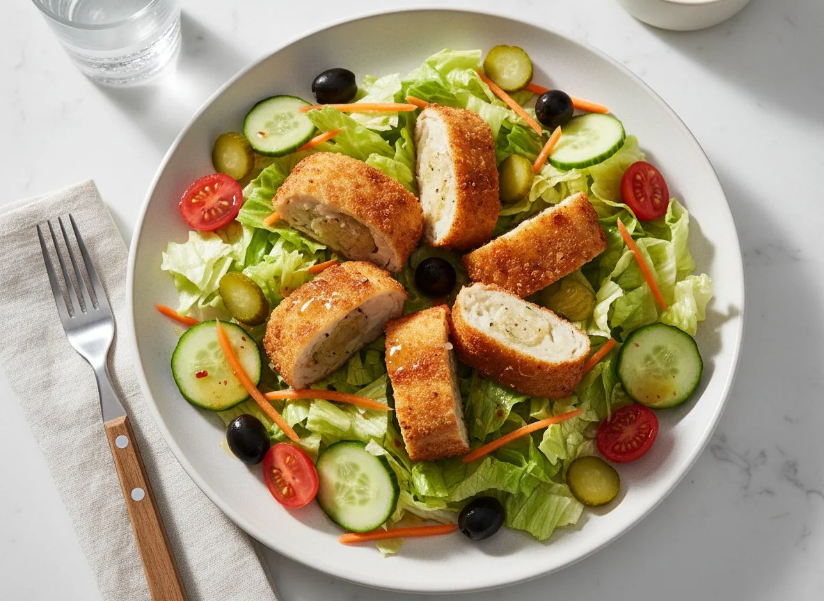 Salat mit Maultaschenröllchen photo