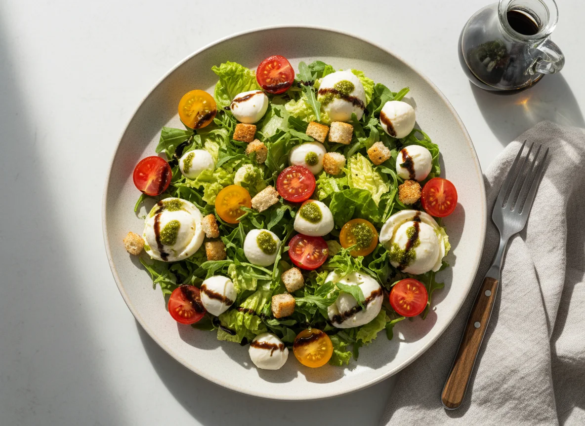 Salat mit Mozzarella, Tomaten und Balsamico photo