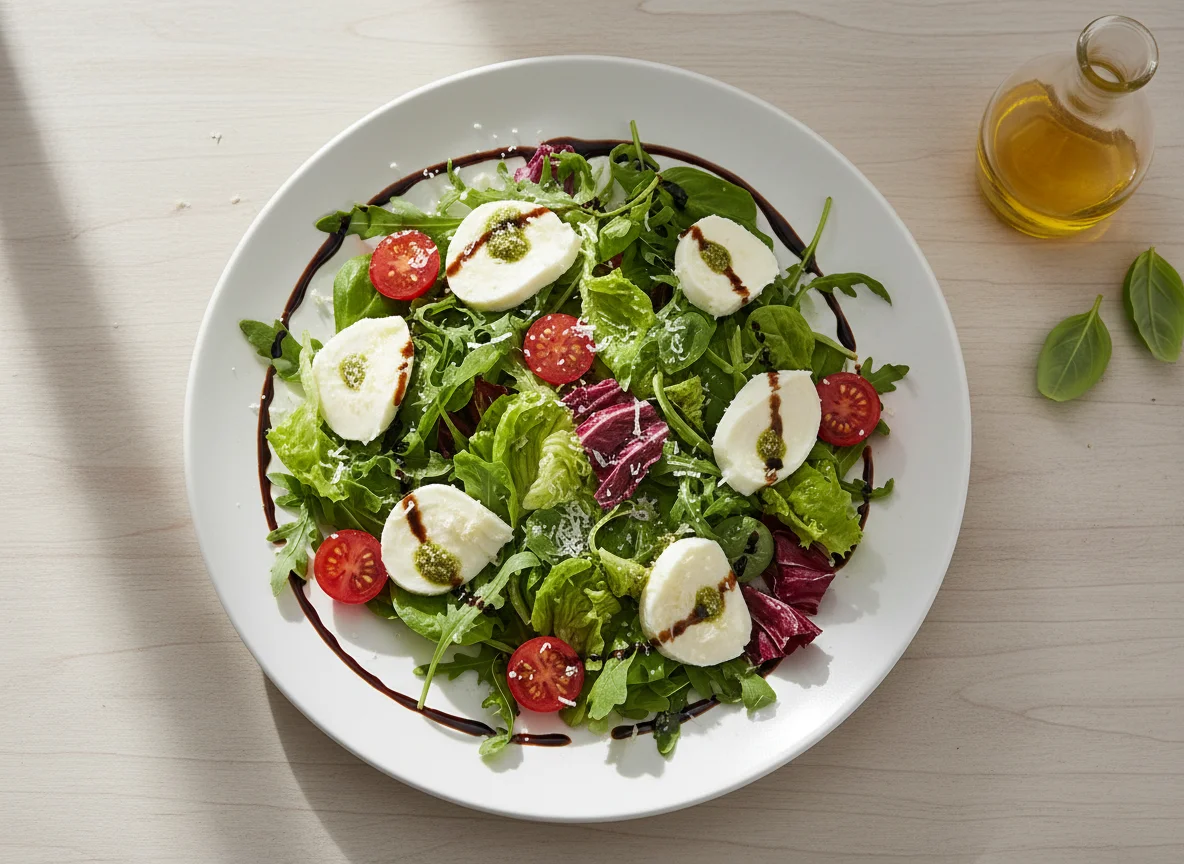 Salat mit Mozzarella und Balsamico photo