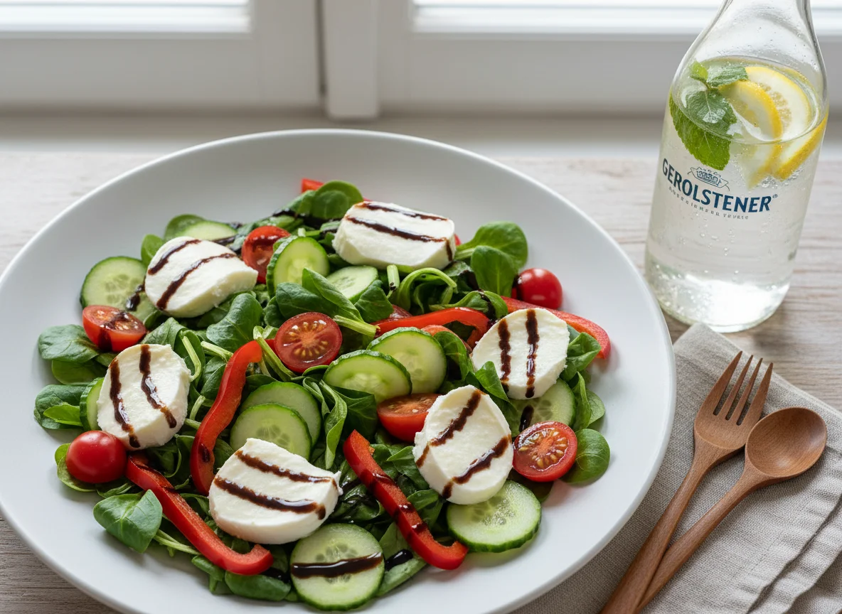 Salat mit Mozzarella und Gemüse photo