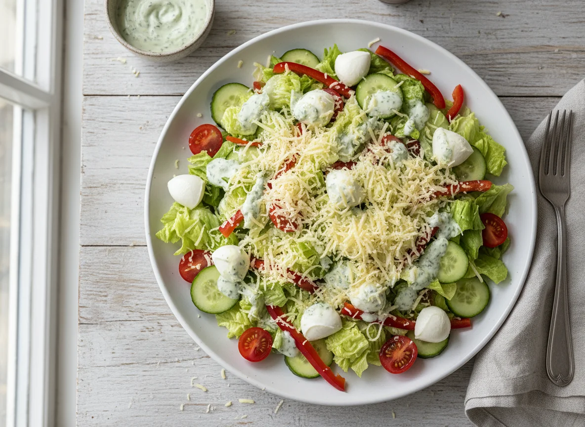 Salat mit Mozzarella und Käse photo