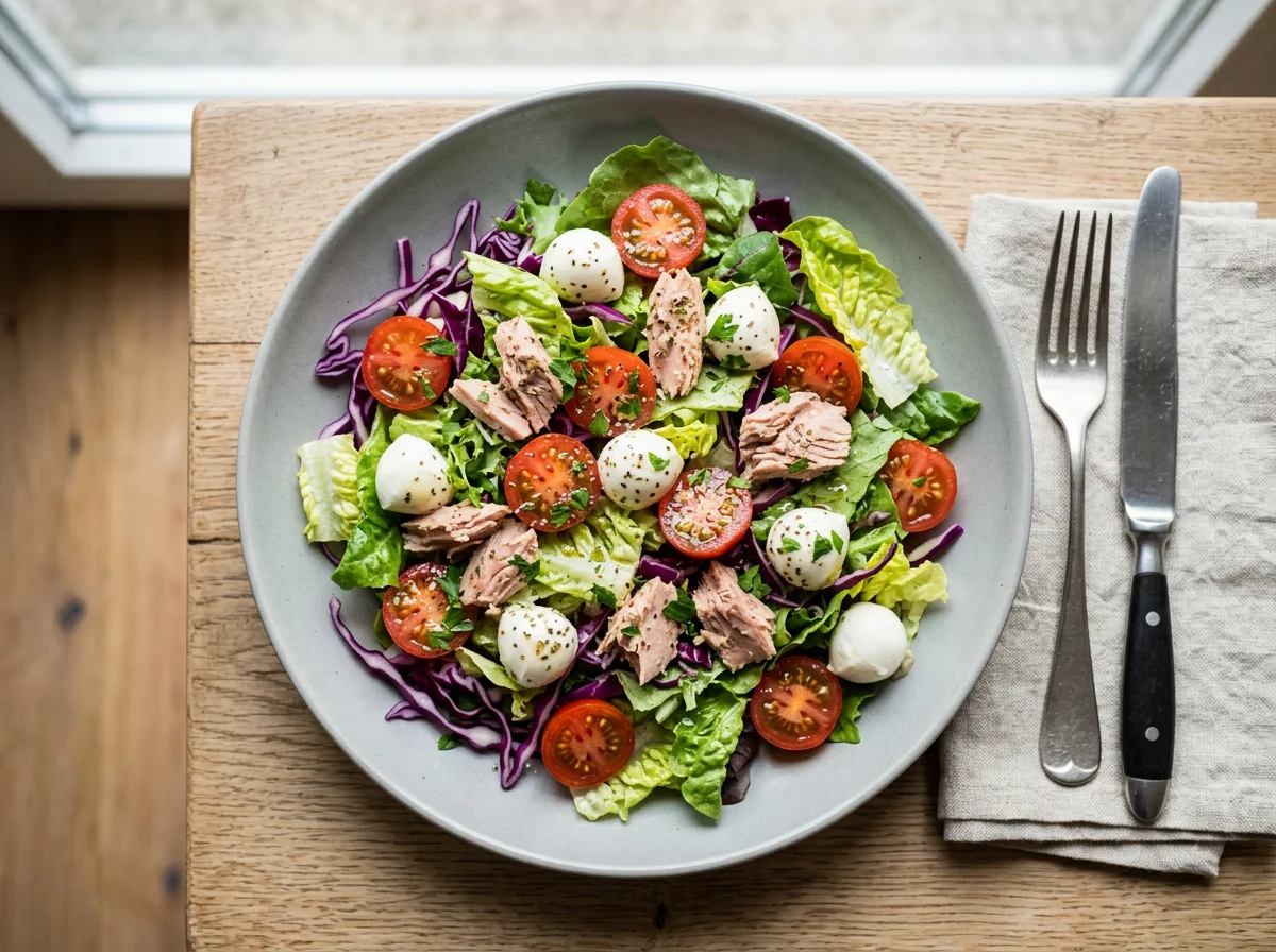 Salat mit Mozzarella und Tomaten photo