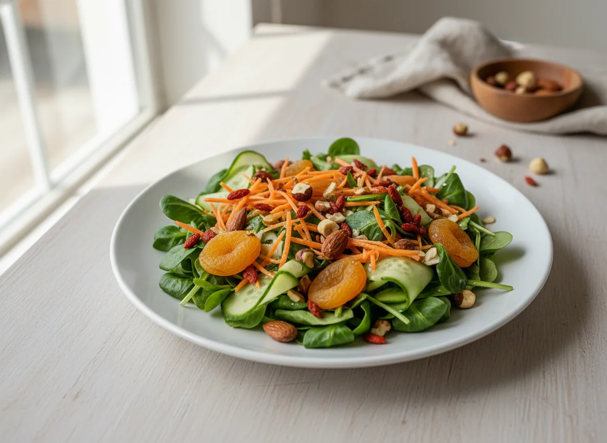 Salat mit Nüssen und Trockenfrüchten photo