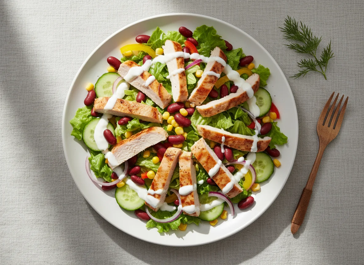 Salat mit Putenbrust und Bohnen photo