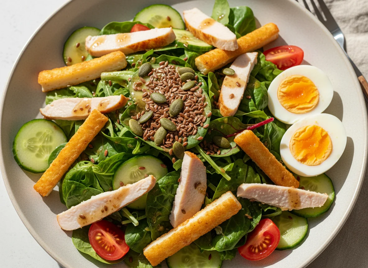 Salat mit Putenbrust und Käse photo