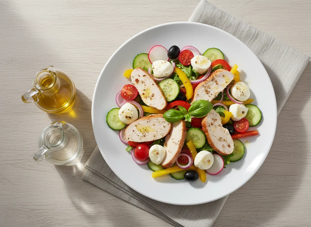 Salat mit Putenbrust und Mozzarella photo