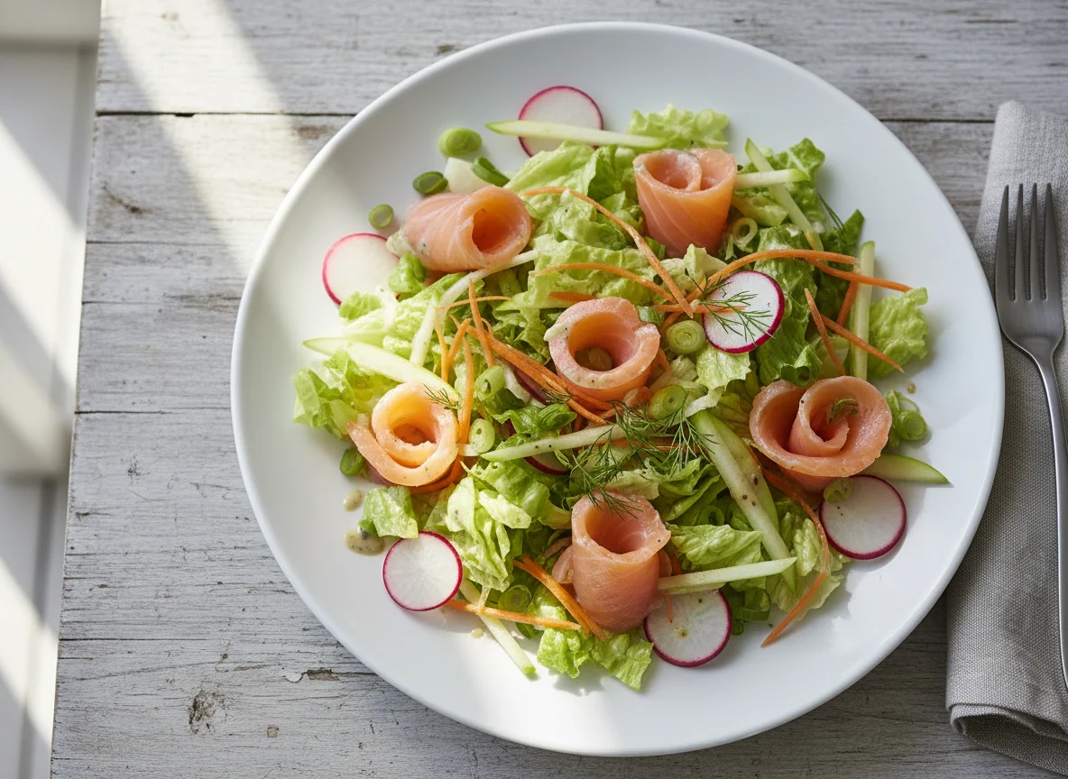 Salat mit Räucherlachs photo