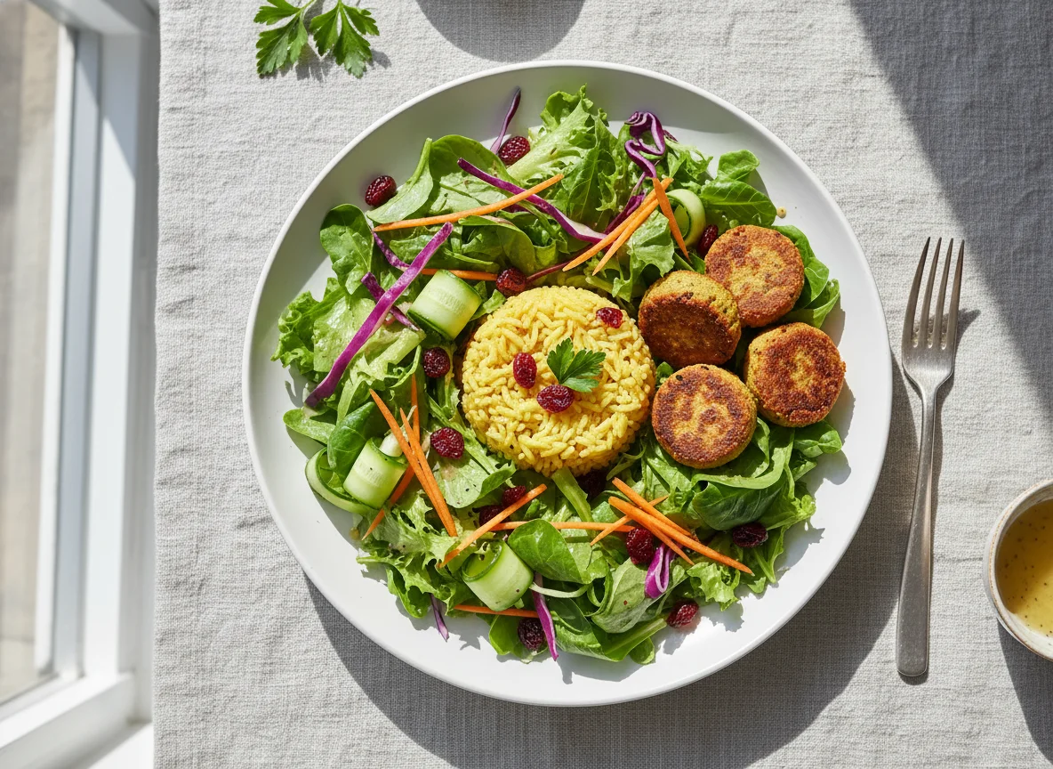 Salat mit Reis und getrockneten Cranberries photo