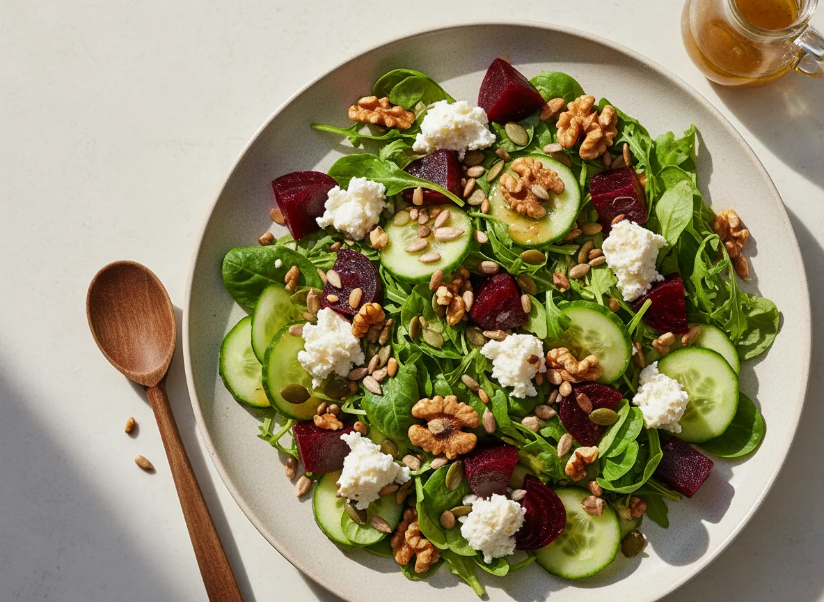 Salat mit Roter Bete, Feta und Kernen photo