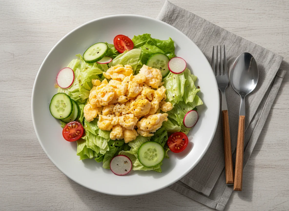 Salat mit Rührei photo