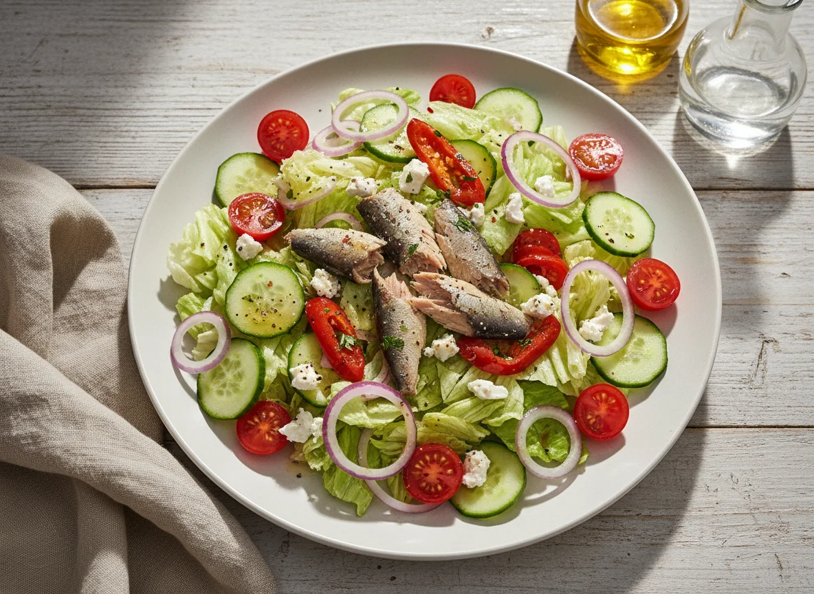 Salat mit Sardinen und Peperoni photo