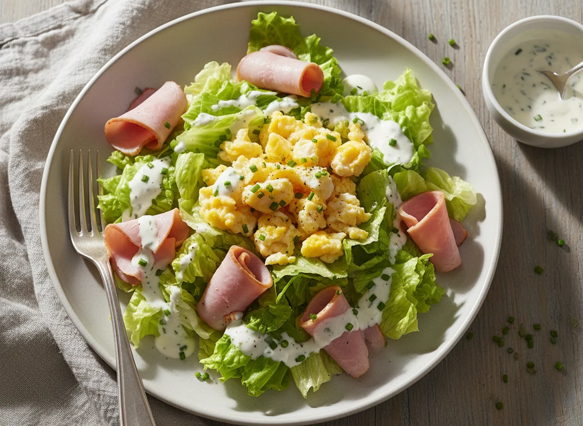 Salat mit Schinken und Ei photo