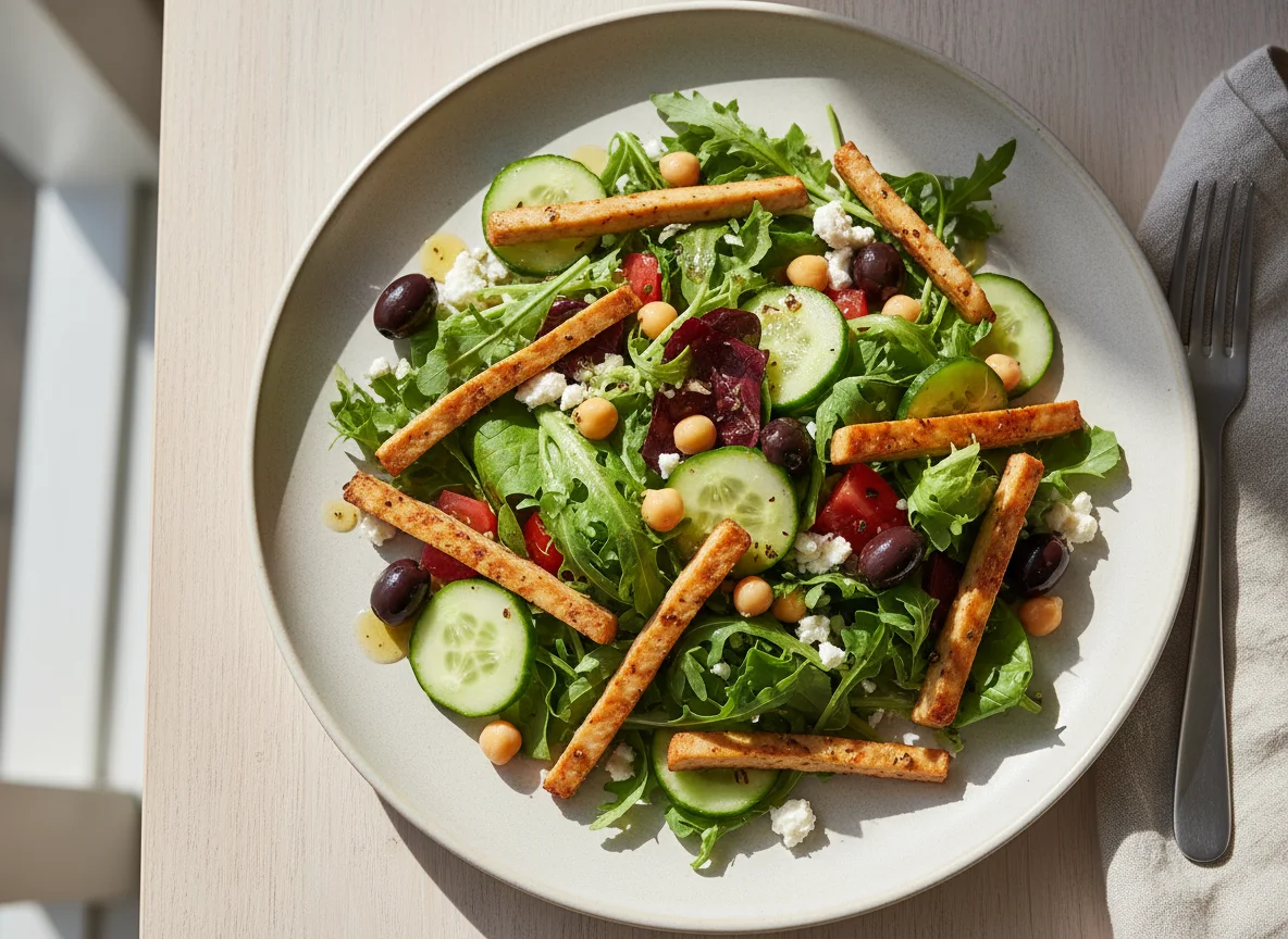 Salat mit Seitan und Kichererbsen photo