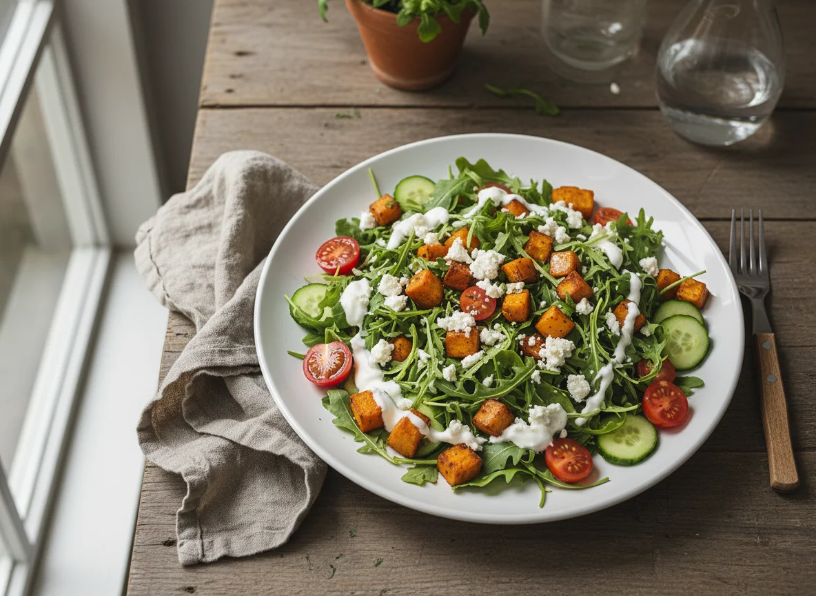 Salat mit Süßkartoffel und Feta photo