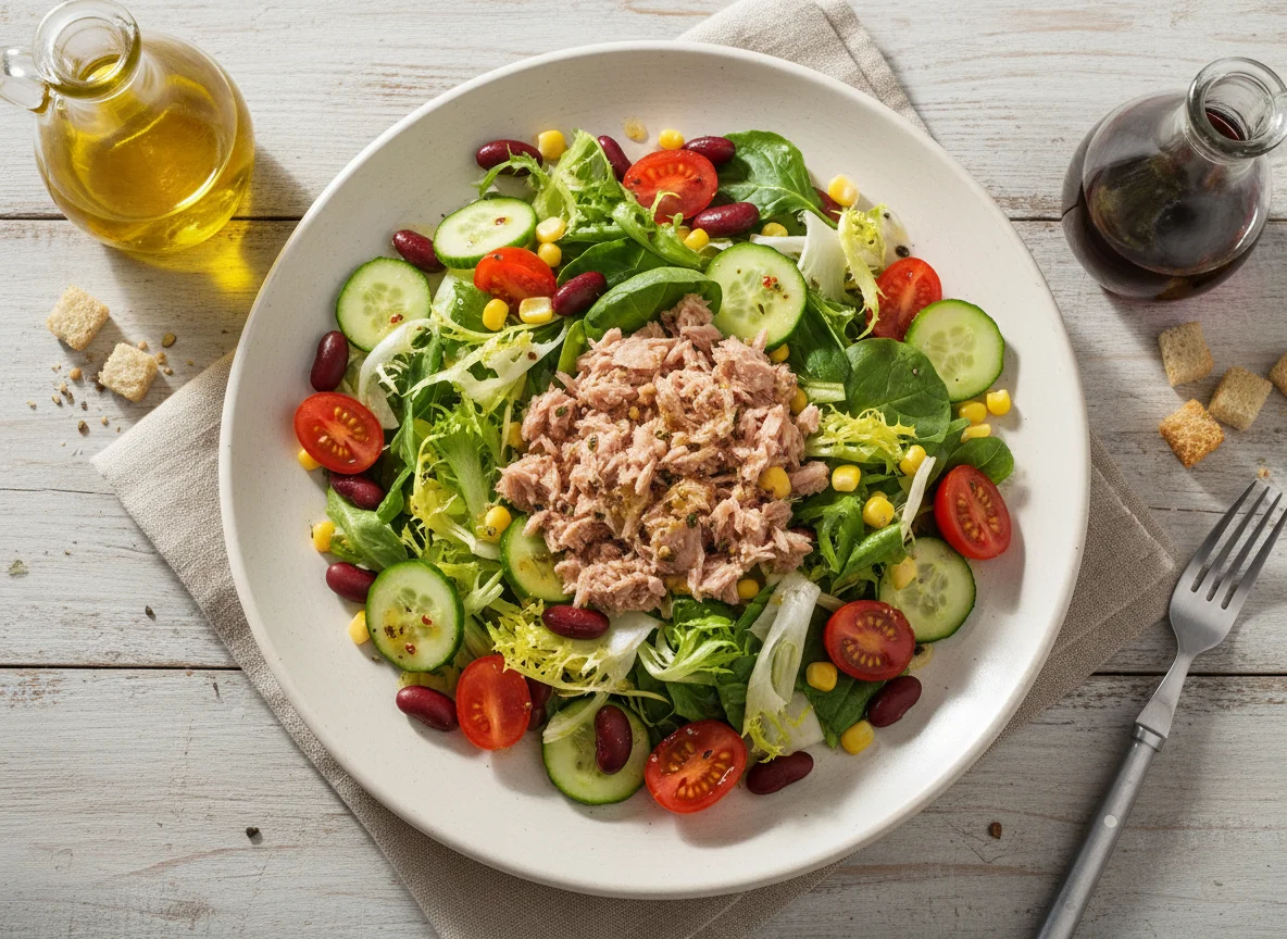 Salat mit Thunfisch, Kidneybohnen und Mais photo