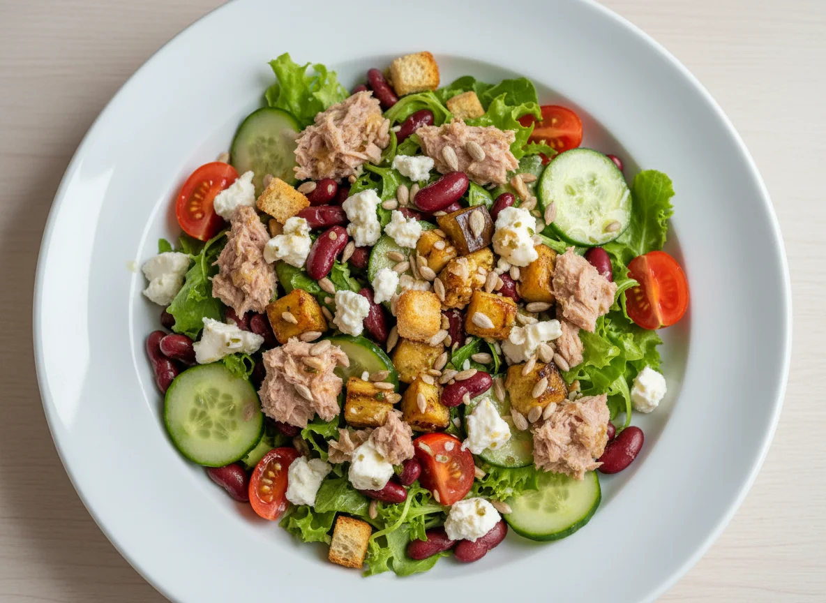 Salat mit Thunfisch und Bohnen photo