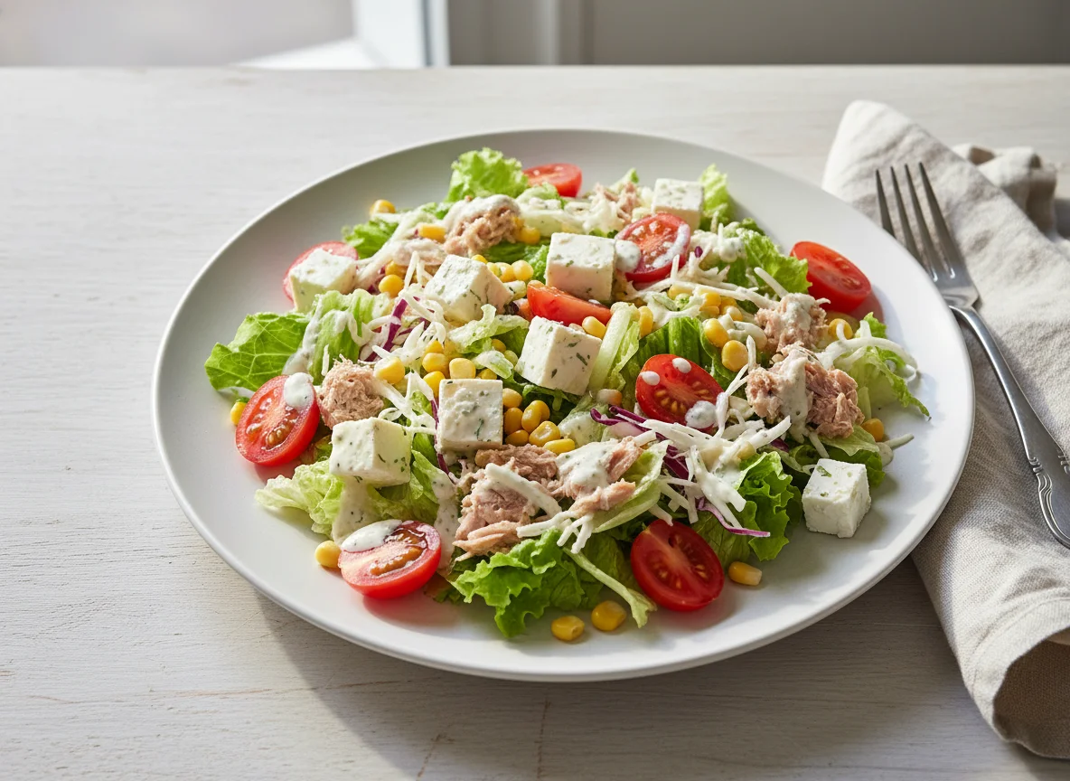 Salat mit Thunfisch und Feta photo