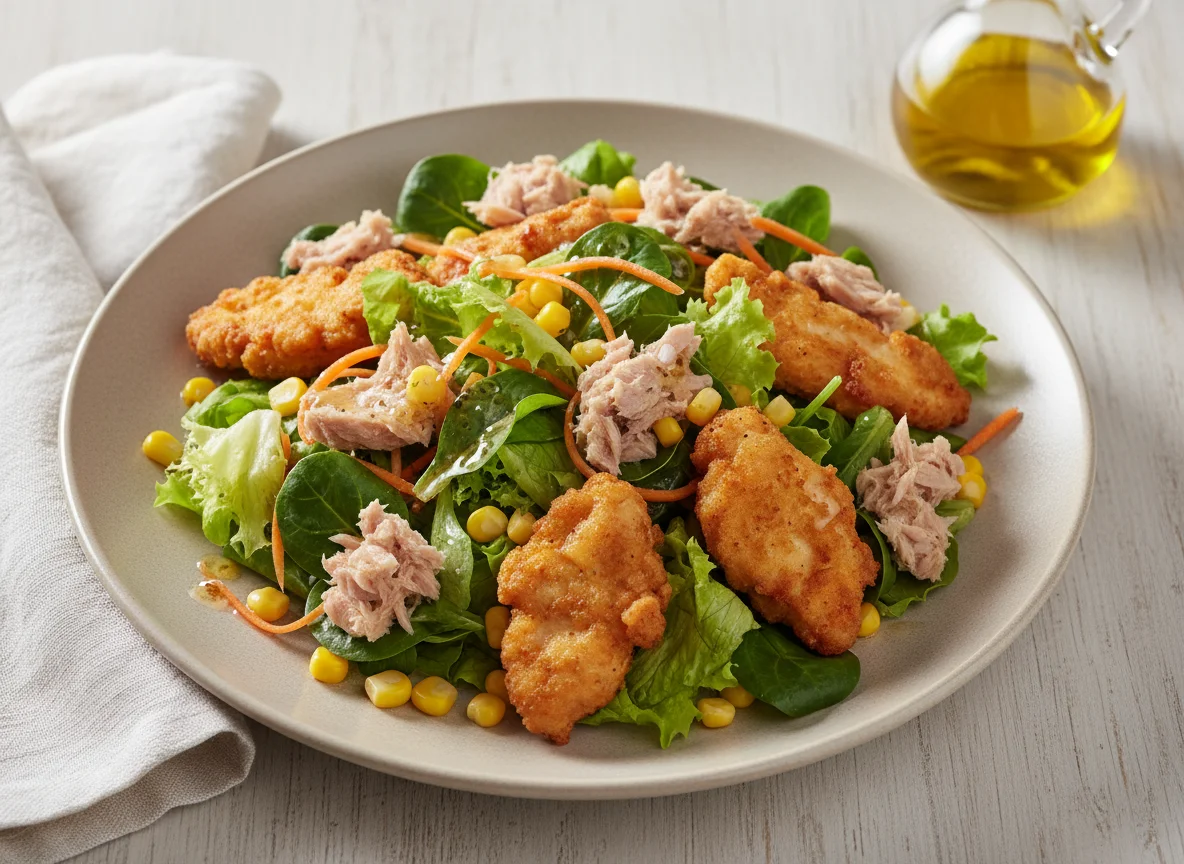 Salat mit Thunfisch und Hähnchen photo