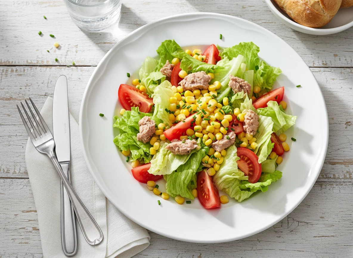 Salat mit Thunfisch und Mais photo