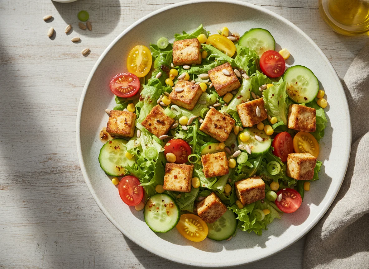 Salat mit Tofu und Gemüse photo