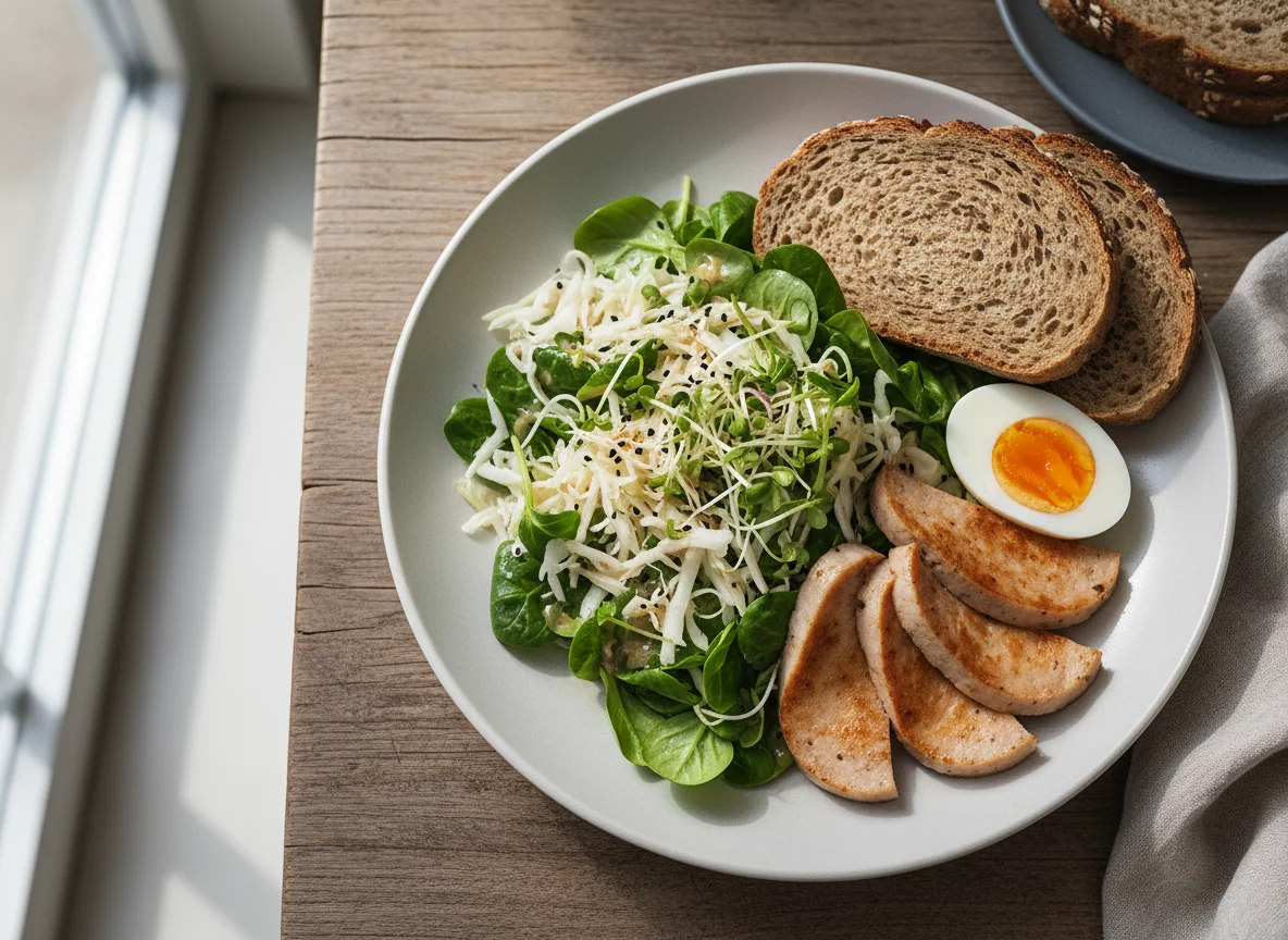 Salat mit Wurst und Ei photo