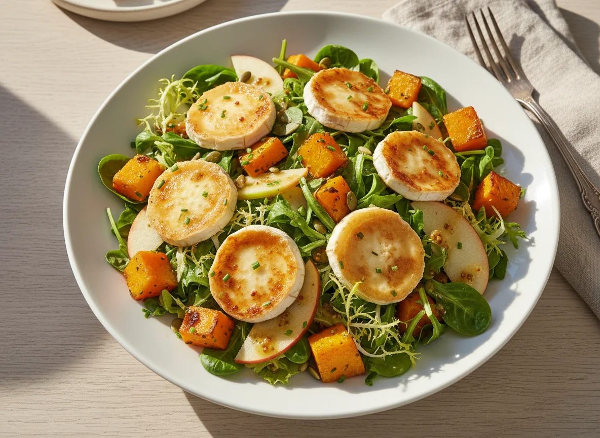 Salat mit Ziegenkäse und Kürbis photo