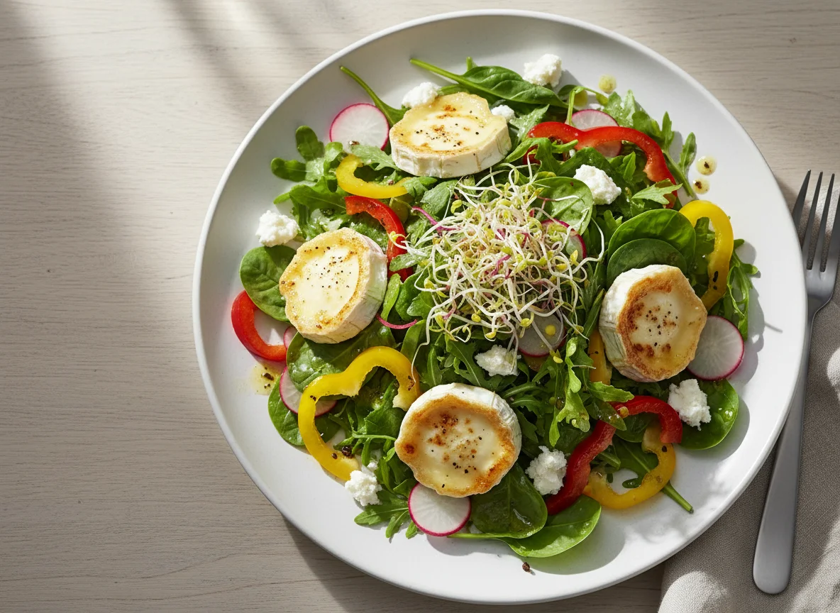 Salat mit Ziegenkäse und Paprika photo
