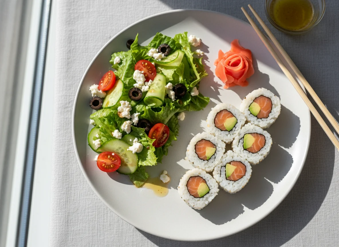 Salat und Sushi photo