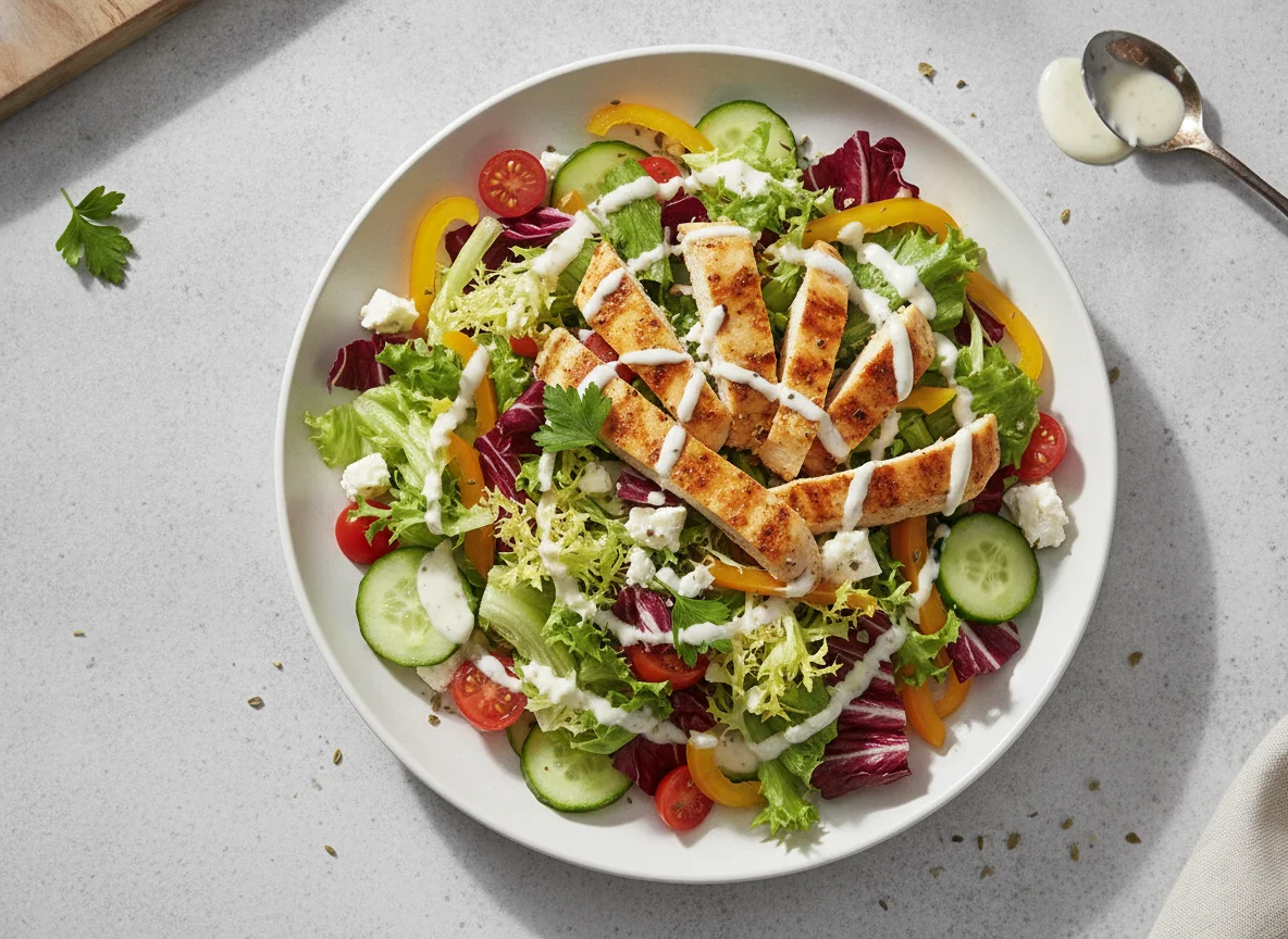 Salatbox Hähnchen-Gyros mit Knoblauch-Dressing photo